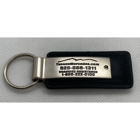 Mercedes-Benz of Tucson Arizona Keychain Keyring Silver Metal Black‎ Leather - Picture 3 of 5